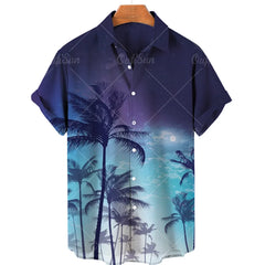 Coconut Tree Printed Hawaiian Shirt Simple Summer Style Beach Shirts