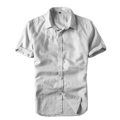 Cotton Linen Shirts For Men Casual Short Sleeve Tops Oversize Solid