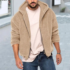 Plush Men Jacket Fluffy Fleece Thick Warm Coat Jacket Long Sleeve