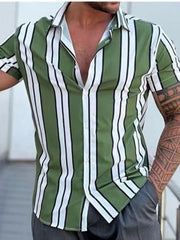 Men's Shirts Holiday Hawaiian Beach Shirts Striped Print Tops Business