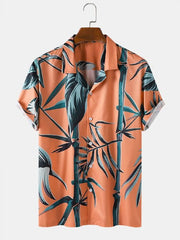 Men's short sleeved shirt new summer Hawaiian style lapel button up