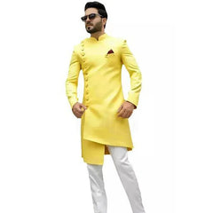 Men's Long Suits Latest Irregular Design 2 Pieces Indian Style Groom