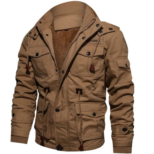 Men Winter Military Jackets Coats Multi-pocket Casual Cargo Jackets