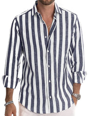 Men's Casual Shirt Buttoned Summer T-Shirt Blue Clover Long Sleeve
