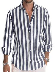 Men's Casual Shirt Buttoned Summer T-Shirt Blue Clover Long Sleeve