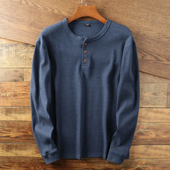 New Fashion Mens Henley Shirts Long Sleeve Half Button Up Thermal