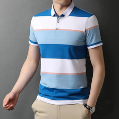 Men's Polo T Shirt Business Casual Simple Stripes Print Summer