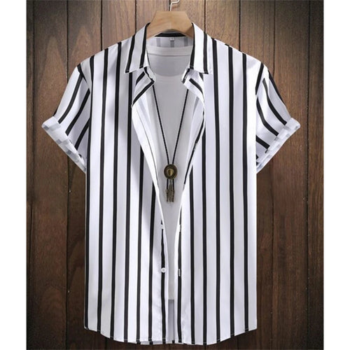 Hawaiian Beach Shirts Summer Men Shirt 3D Print Vintage Stripe Shirt