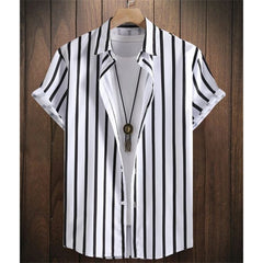 Hawaiian Beach Shirts Summer Men Shirt 3D Print Vintage Stripe Shirt