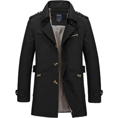 Mens Business Windbreaker Long Jackets Men Cotton Trench Coats Casual