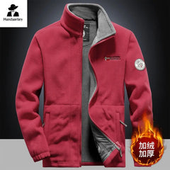 Winter Warm Fleece Jacket Men's Climbing Double Thickened Pocket