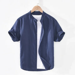 Cotton Linen Shirts For Men Casual Short Sleeve Tops Oversize Solid