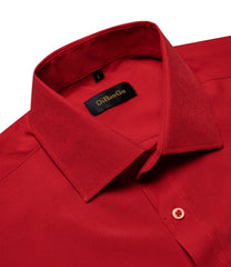 Fashion Red Luxury Shirt for Men Wedding Party Turn-down Collar Short