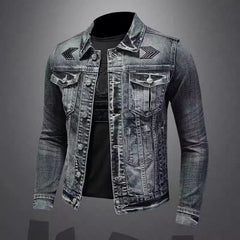 Men's Vintage Denim Jacket High Street Trend Loose Street Riding Biker