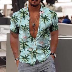 2024 Summer Hawaiian Men's Shirt Vacation Daily Slim-fit Top Gym