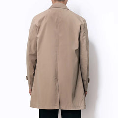 Trench Men Long Windbreaker Coat Fashion Business Casual Loose Solid