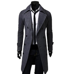 Simple Trench Coat  Double-breasted Male Men Coat  Coldproof Pure