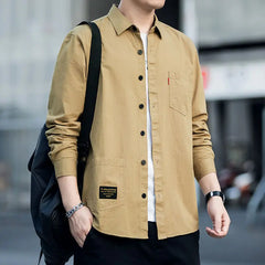 Spring Autumn Men's Non Ironing Long Sleeve Shirt Casual Loose Slim