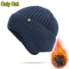 Outdoor Men Winter Knitted Hat Plush Warmth Peaked Cap Earmuff Casual