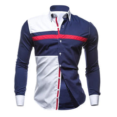 Men Long Sleeve Shirt 2024 Spring Striped Shirts Slim Fit Male Casual