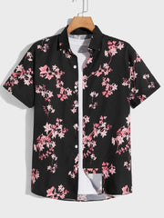 Men's short sleeved shirt new summer Hawaiian style lapel button up