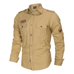 Men Military Outdoor Shirts Male Cotton Multi-pocket Tooling Casual