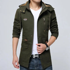 Casual Loose Autumn Winter Men Trench Coat Fashion Hooded Windproof