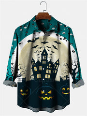 Halloween Style Ghosts Print Men's Shirts Casual Single-Breasted