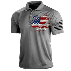 Vintage Men's Polo Shirt Golf Shirts Turndown 3d Print Tees Top