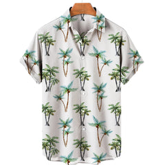 Coconut Tree Printed Hawaiian Shirt Simple Summer Style Beach Shirts