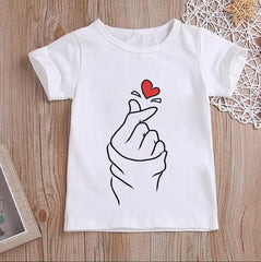 Girls  Than Heart Print T Shirt Unisex Harajuku Tee Clothes Children