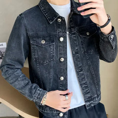 Jeans Coat for Men Black Autumn Denim Jackets Man High Quality Winter