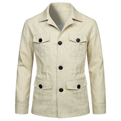 Mens Coats Safari Jacket Linen British Retro Gentry Suit Pockets