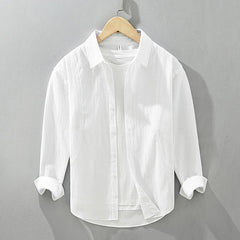 Men's Casual Seersucker Long Sleeve Shirt for Men Cotton Yarn Soft and