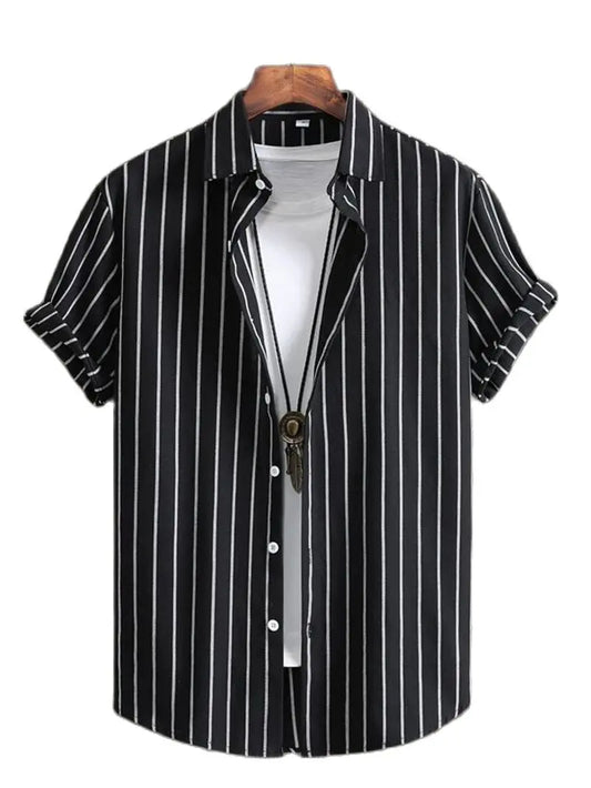 Alternating striped men's shirts Summer minimalist shirts Beach casual