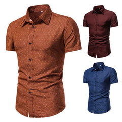 Summer Shirt Terrific Dot Print Summer Shirt Slim Fit Men Top