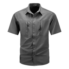 Summer Men Short Sleeve Cargo Breathable Shirt Men Casual Tactic