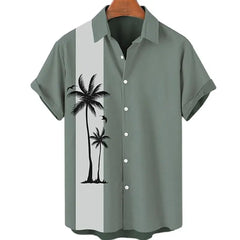 Summer Hawaiian Shirt Men Coconut Tree Printed For Men Holiday Beach