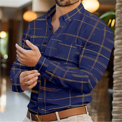 2024 Men's Shirt Long Sleeve Fashion Lapel Single Breasted Cardigan