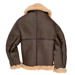 Men's Faux Leather Classic Brown Black Bomber Jacket Winter Shearling