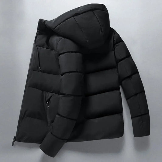 2022 Winter Men Jacket Cotton Padded Long Sleeve Solid Color Fluffy