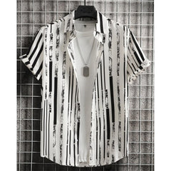 Hawaiian Beach Shirts Summer Men Shirt 3D Print Vintage Stripe Shirt