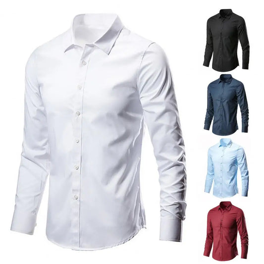 Shirt Button Slim Fit Dress-up Casual Lapel Men Spring Shirt   Men