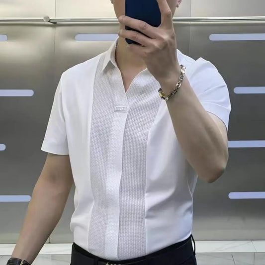 Men Short-sleeve Shirt Formal Business Style Men's Summer Shirt With