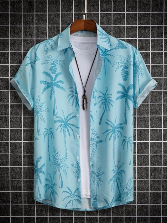Summer Flower 3D Print Top Men's Summer Hawaii Beach Shirts Outdoor