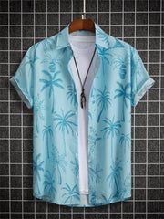 Summer Flower 3D Print Top Men's Summer Hawaii Beach Shirts Outdoor