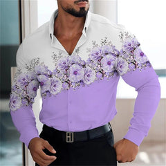 Summer 2024 Men's Shirt Long Sleeve Music Note 3D Printed Stand Collar