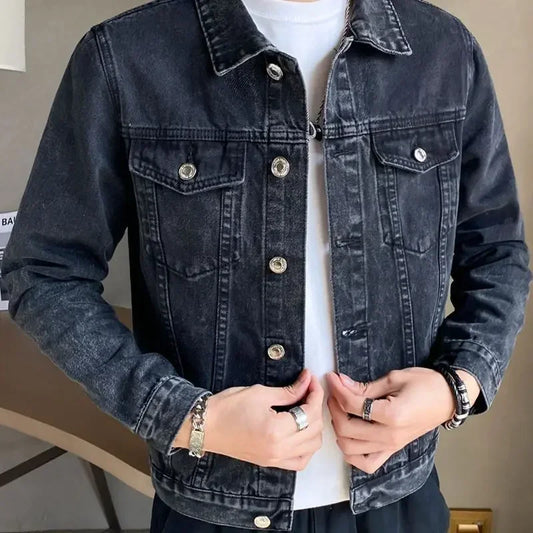 Jeans Coat for Men Black Autumn Denim Jackets Man High Quality Winter