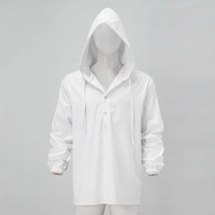 Men's Button Hooded Shirt Summer Men's Short-sleeved T-shirt Cotton