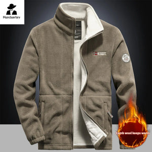 Winter Warm Fleece Jacket Men's Climbing Double Thickened Pocket